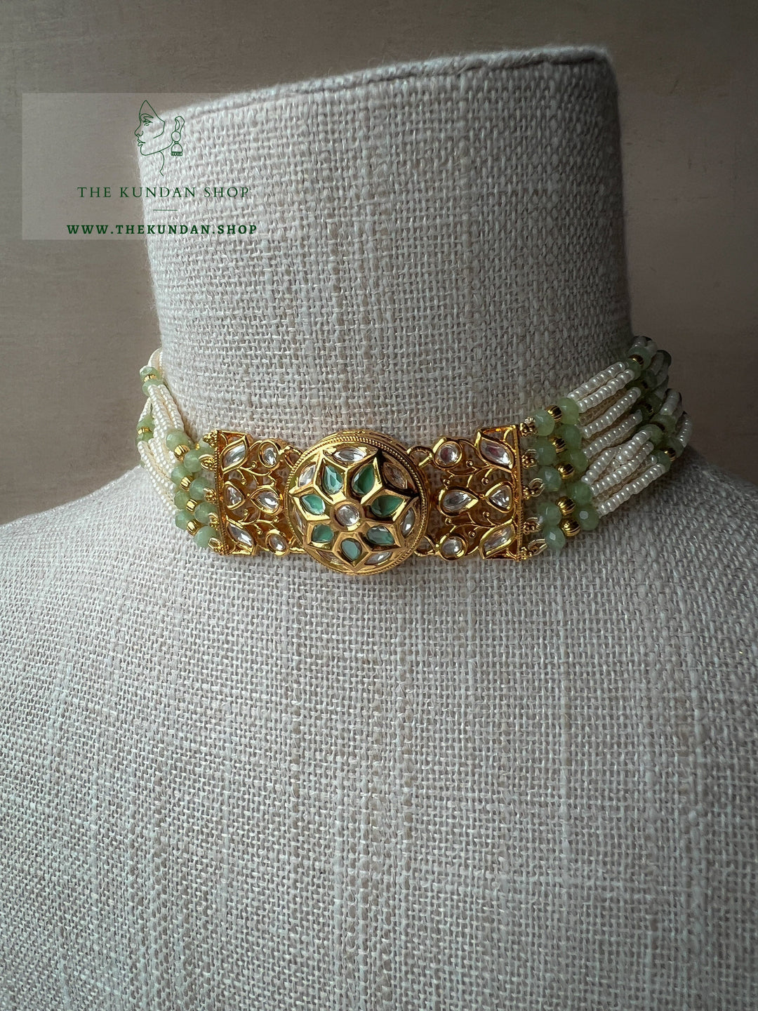 Hopeful Kundan in Mint Necklace Sets THE KUNDAN SHOP 