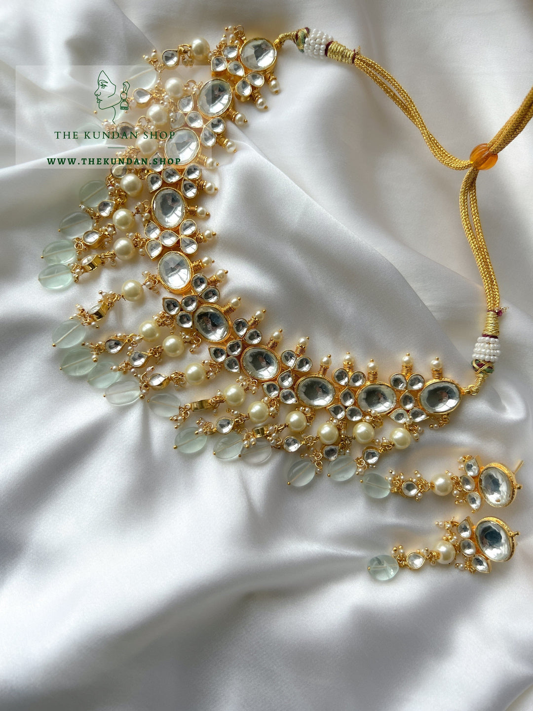 Oasis in Kundan Mint Necklace Sets THE KUNDAN SHOP 