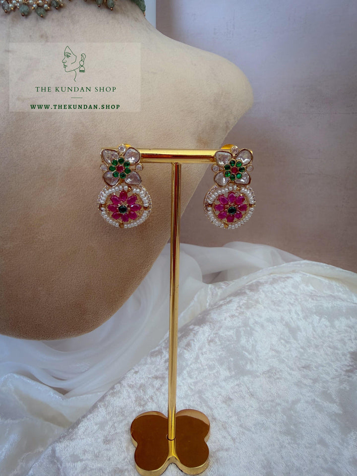 Dainty Petals in Pink &amp; Mint 2.0 Necklace Sets THE KUNDAN SHOP 