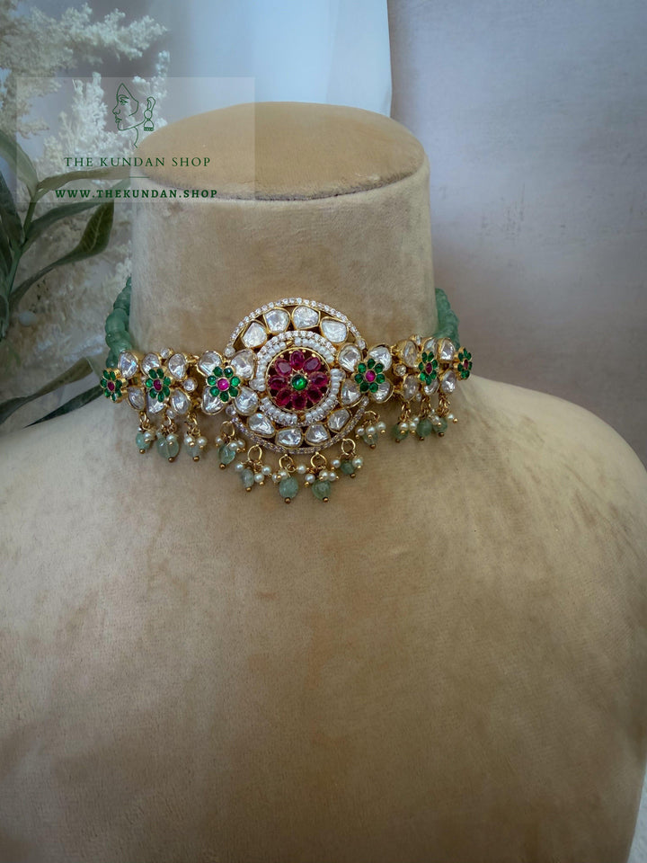 Dainty Petals in Pink &amp; Mint 2.0 Necklace Sets THE KUNDAN SHOP 