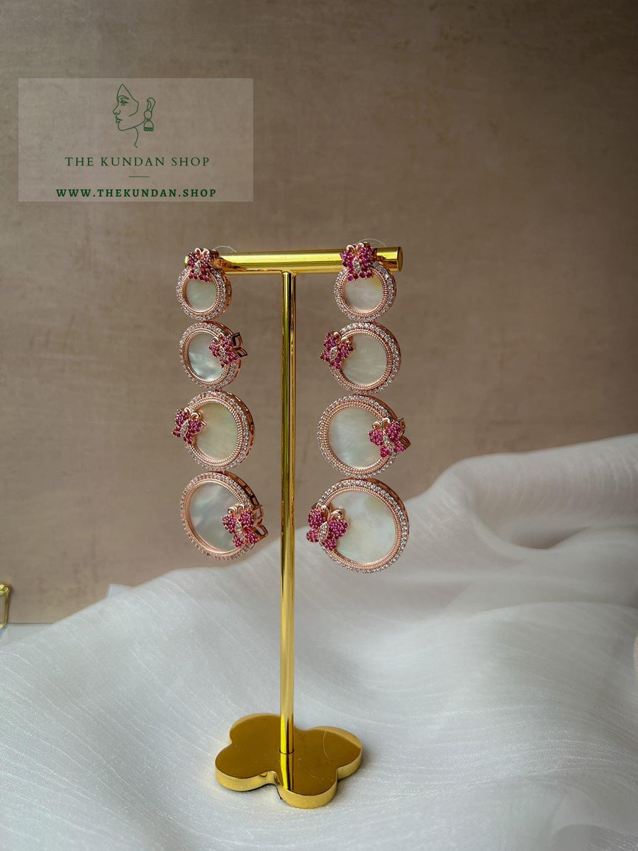 Monarch in Mother Of Pearl Earrings THE KUNDAN SHOP Rose Gold & Pink 