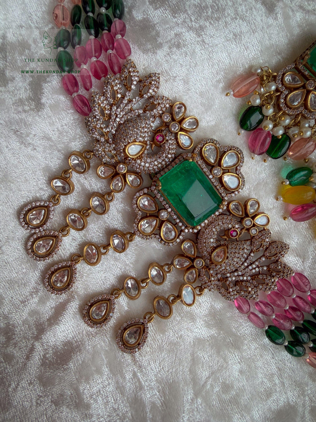 Emerald Stone Moorni Necklace Sets THE KUNDAN SHOP 