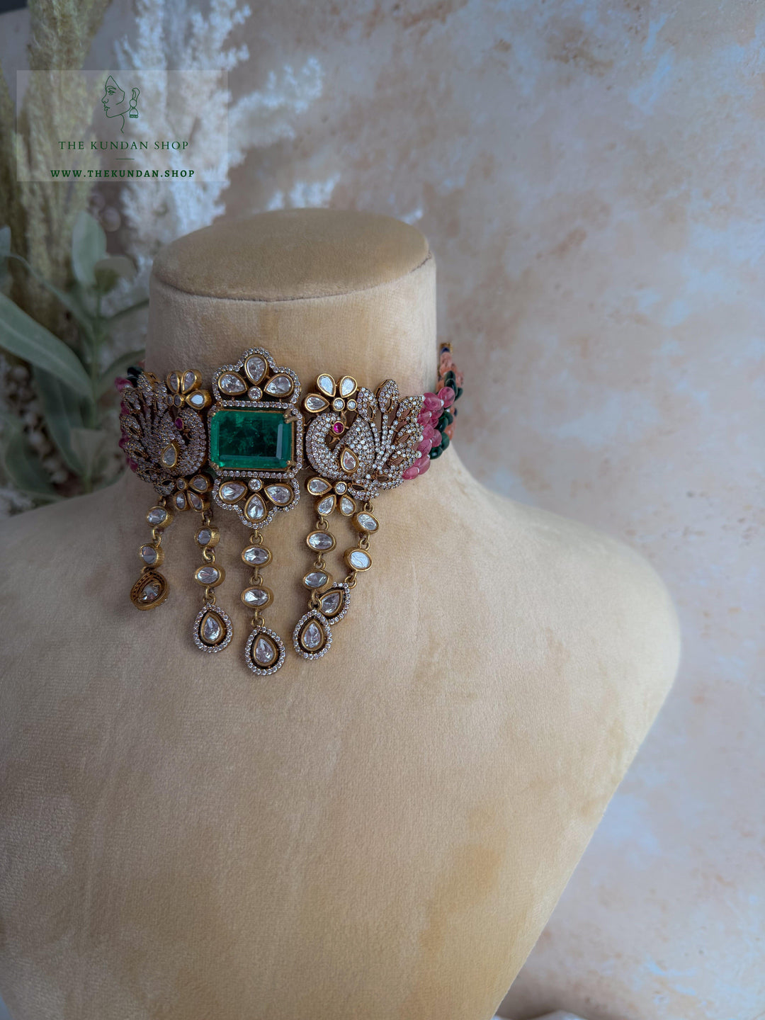 Emerald Stone Moorni Necklace Sets THE KUNDAN SHOP 