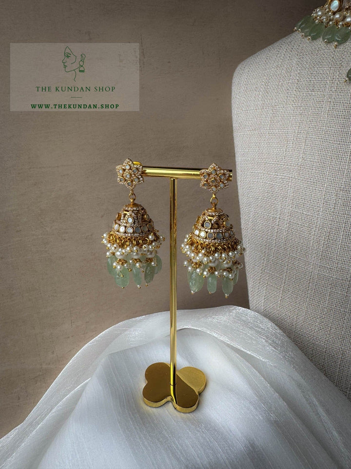 Adoring Mint in Mother Of Pearl Necklace Sets THE KUNDAN SHOP 