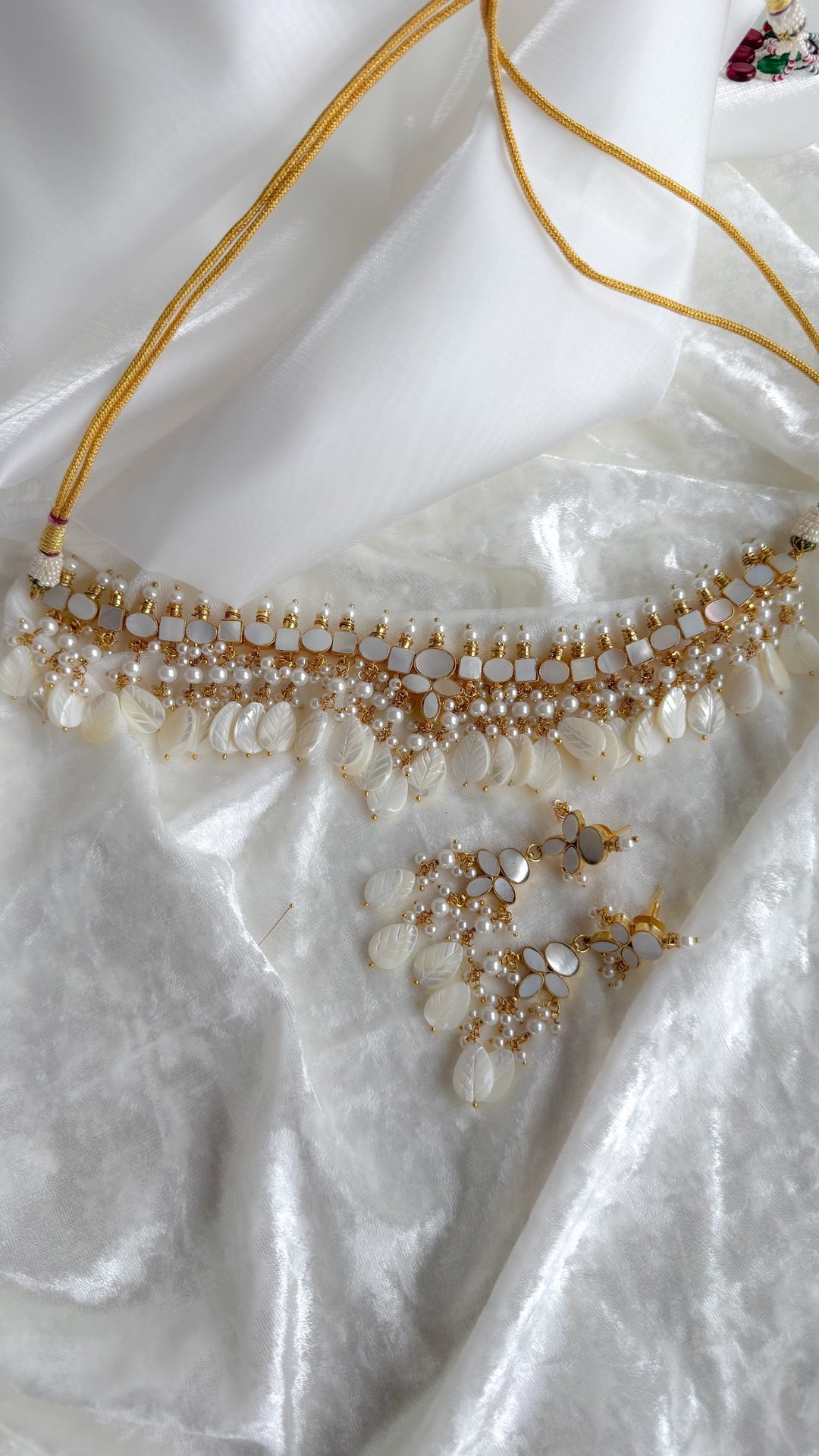 Calm in Mother of Pearl Necklace Sets THE KUNDAN SHOP 