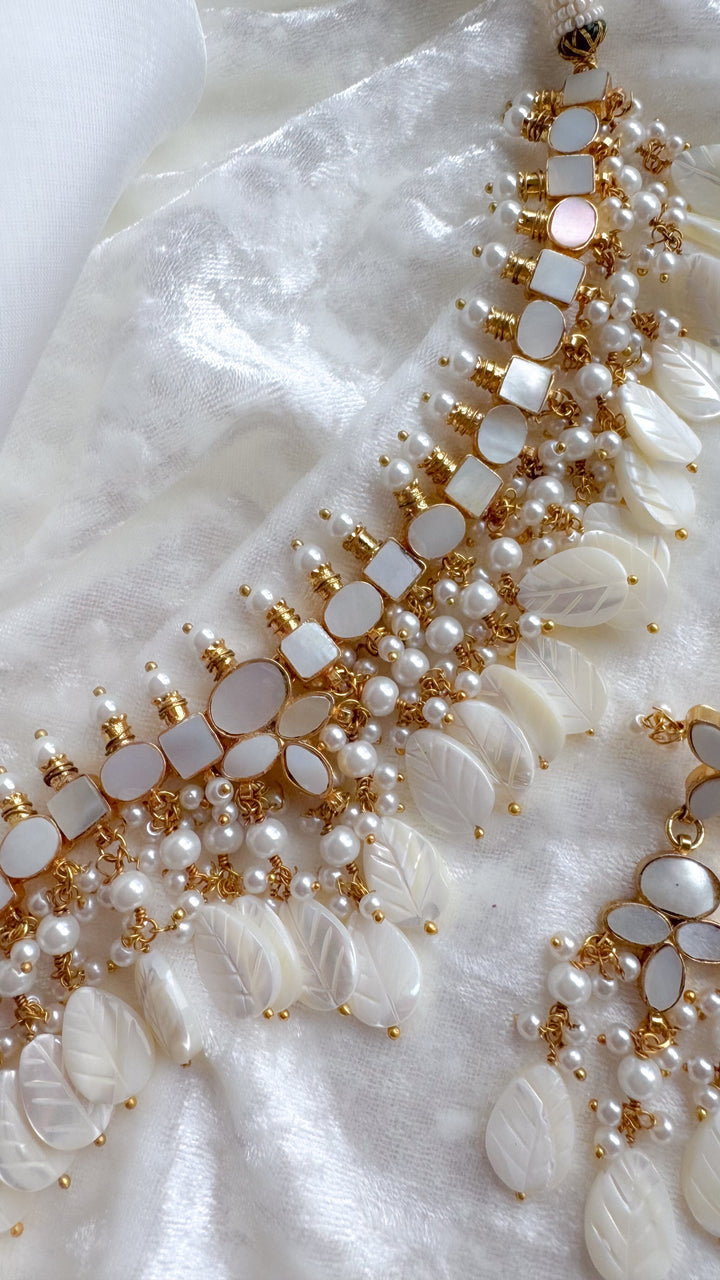 Calm in Mother of Pearl Necklace Sets THE KUNDAN SHOP 