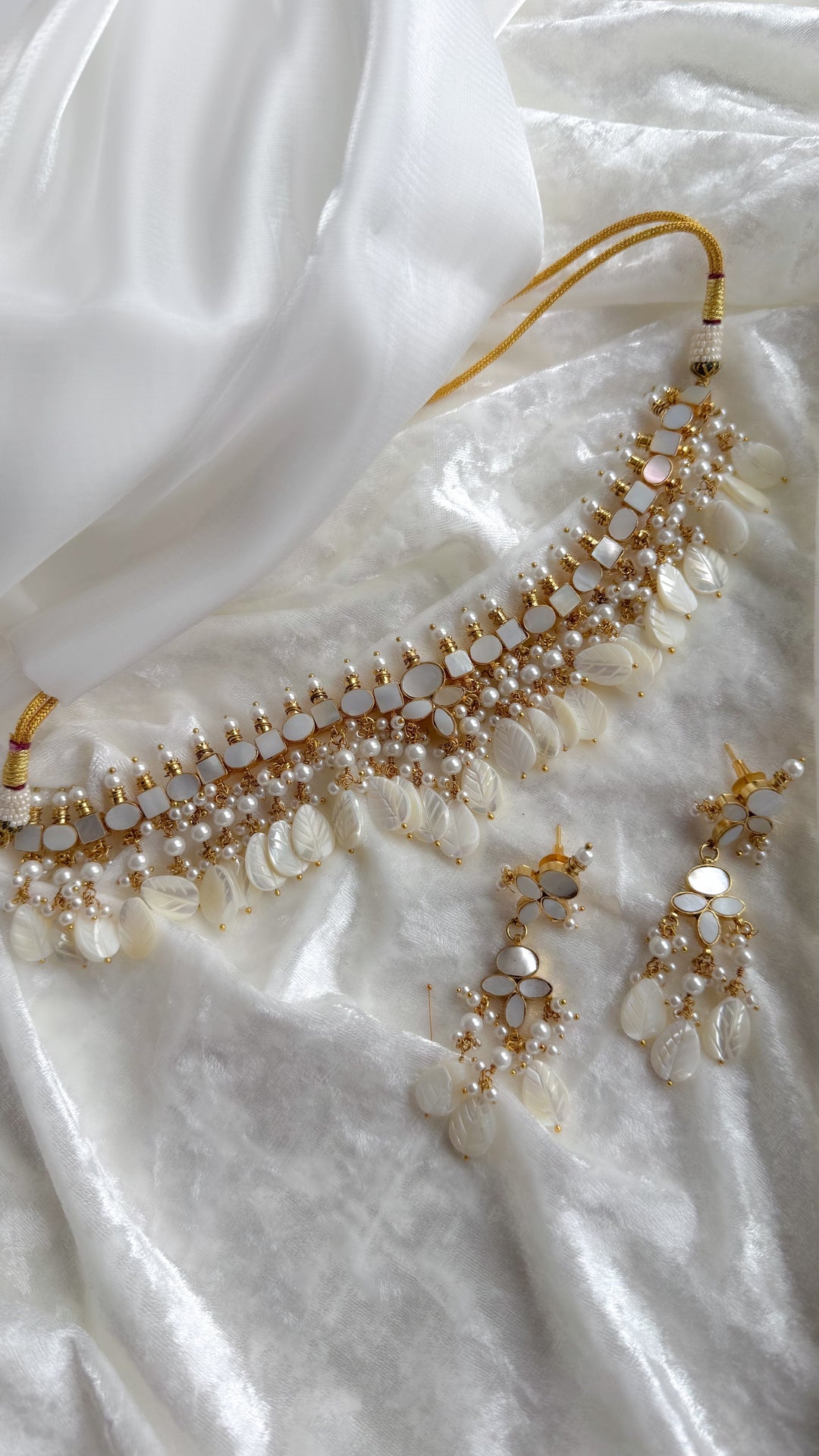 Calm in Mother of Pearl Necklace Sets THE KUNDAN SHOP 