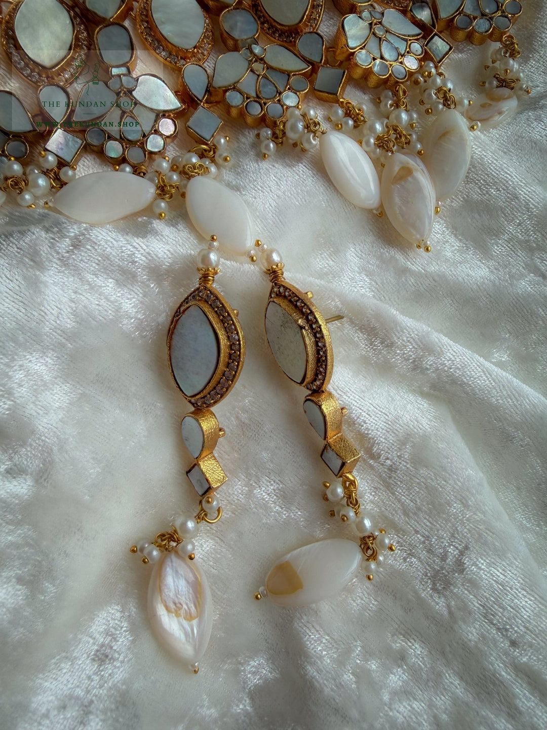 Adoring Pearls // Mint &amp; Mother of Pearl Necklace Sets THE KUNDAN SHOP 