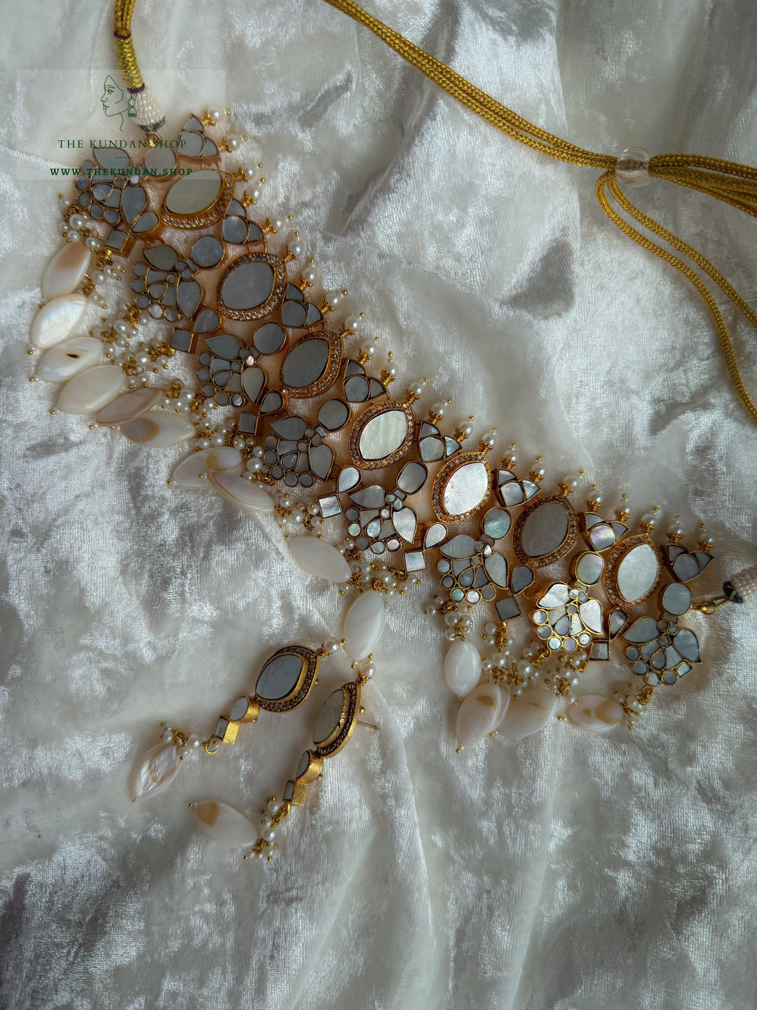 Adoring Pearls // Mint &amp; Mother of Pearl Necklace Sets THE KUNDAN SHOP 