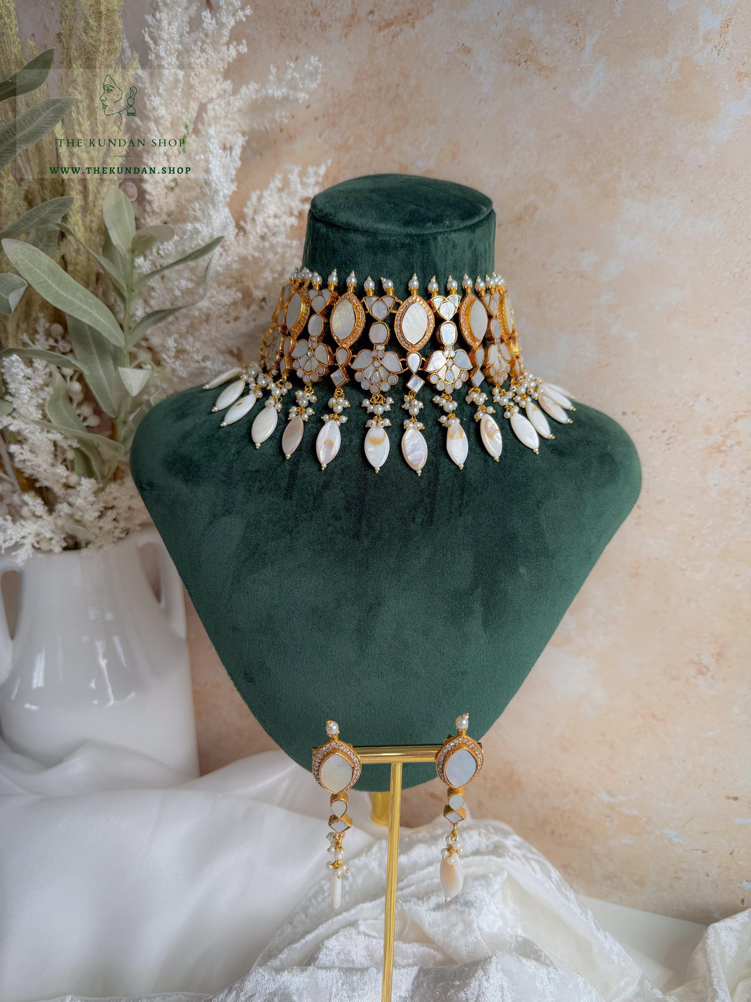 Adoring Pearls // Mint &amp; Mother of Pearl Necklace Sets THE KUNDAN SHOP 
