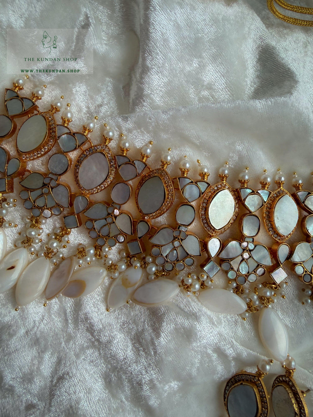 Adoring Pearls // Mint &amp; Mother of Pearl Necklace Sets THE KUNDAN SHOP 