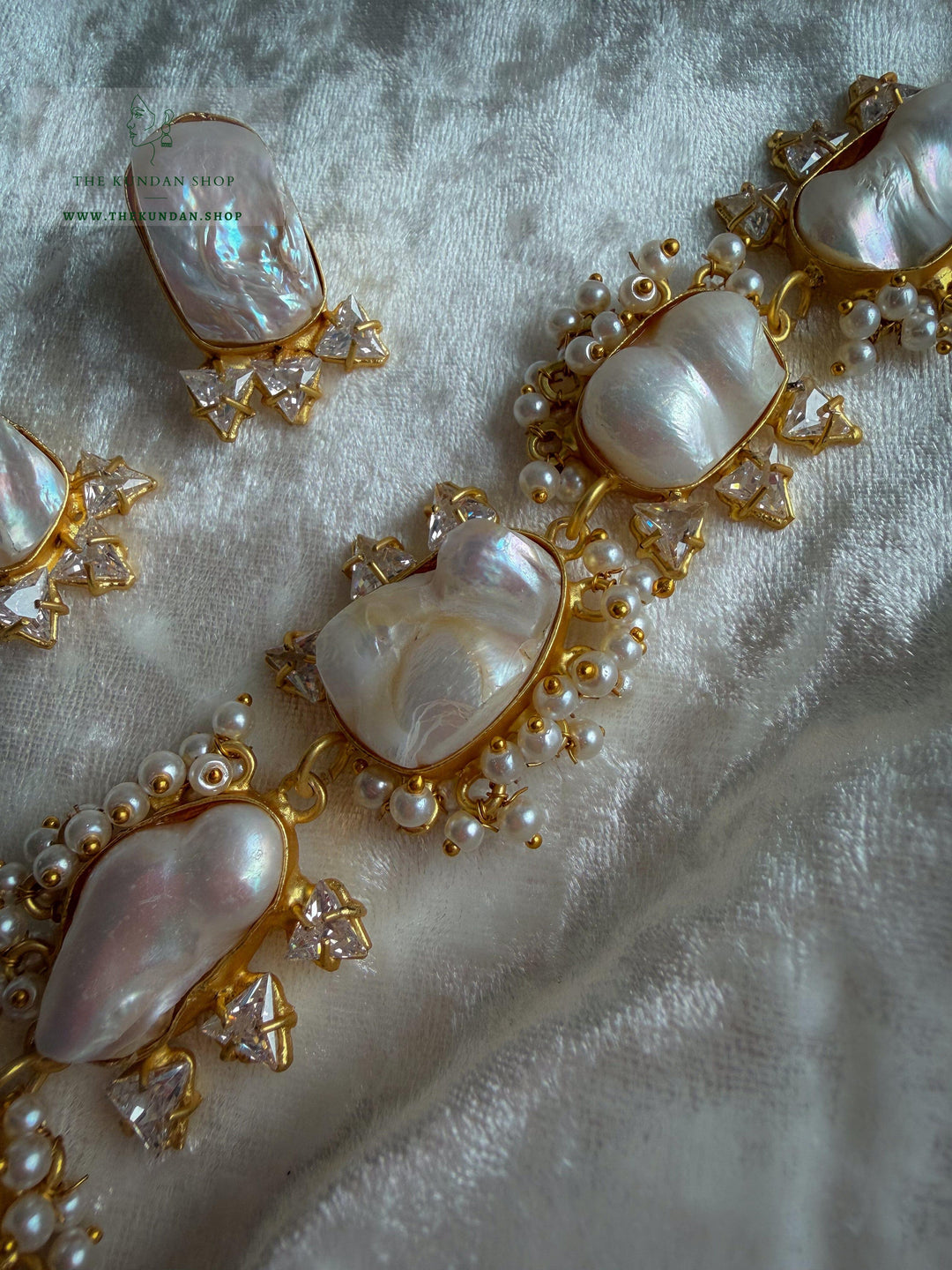 Pearl Princess // Rhinestones Necklace Sets THE KUNDAN SHOP 