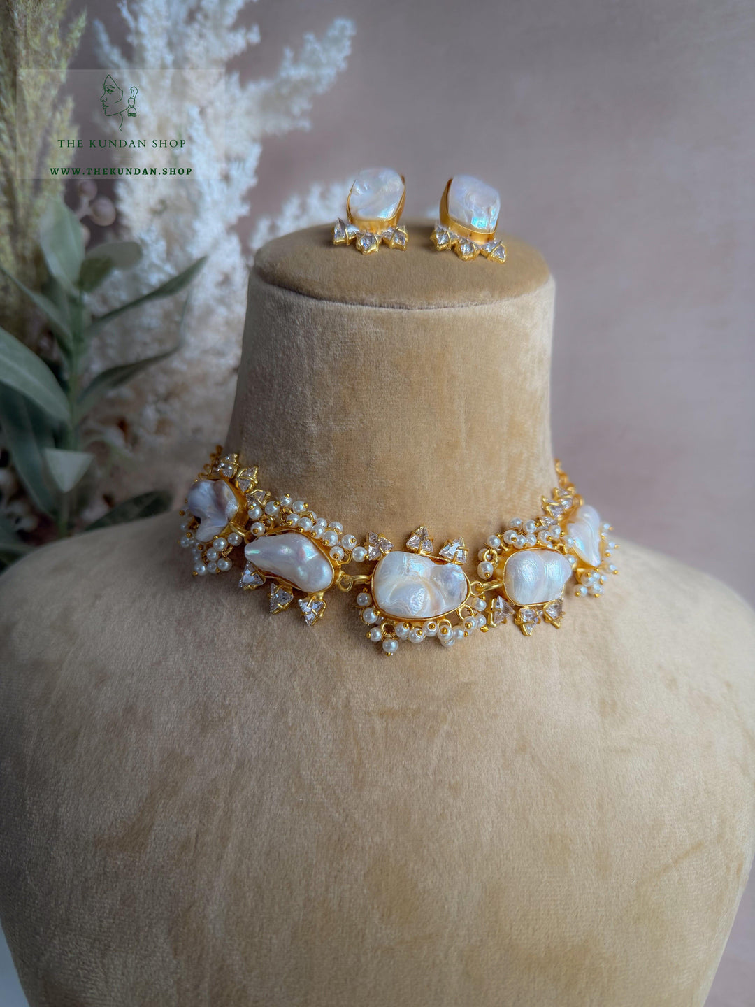 Pearl Princess // Rhinestones Necklace Sets THE KUNDAN SHOP 