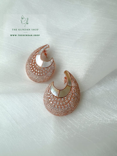 Clear in Mother Of Pearl Earrings THE KUNDAN SHOP Rose Gold 