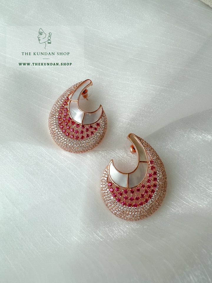 Clear in Mother Of Pearl Earrings THE KUNDAN SHOP Rose Gold & Pink 