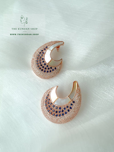 Clear in Mother Of Pearl Earrings THE KUNDAN SHOP Rose Gold & Blue 