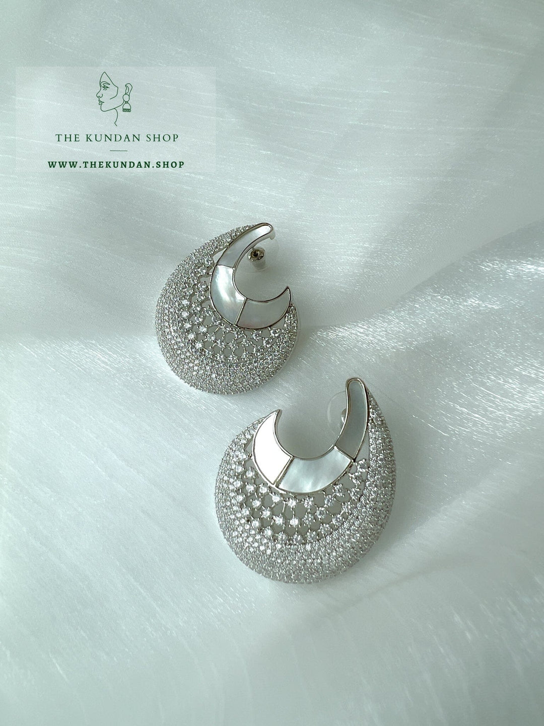 Clear in Mother Of Pearl Earrings THE KUNDAN SHOP Silver 