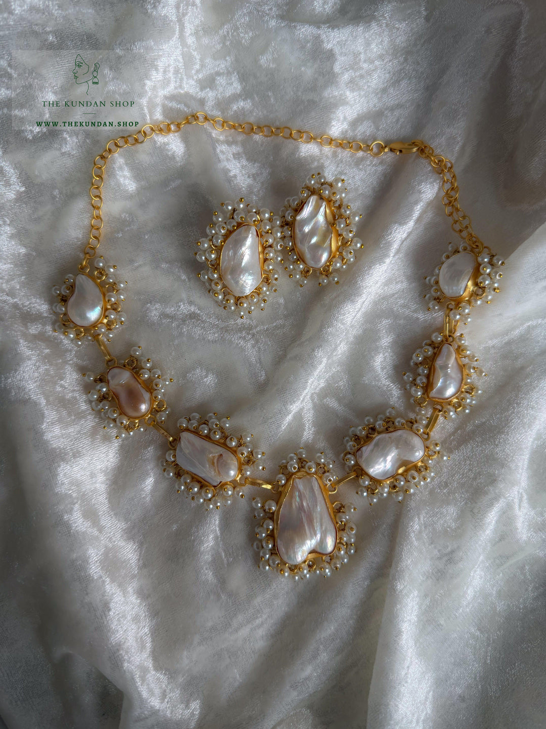 Pearl Princess // Triple Stones Necklace Sets THE KUNDAN SHOP 