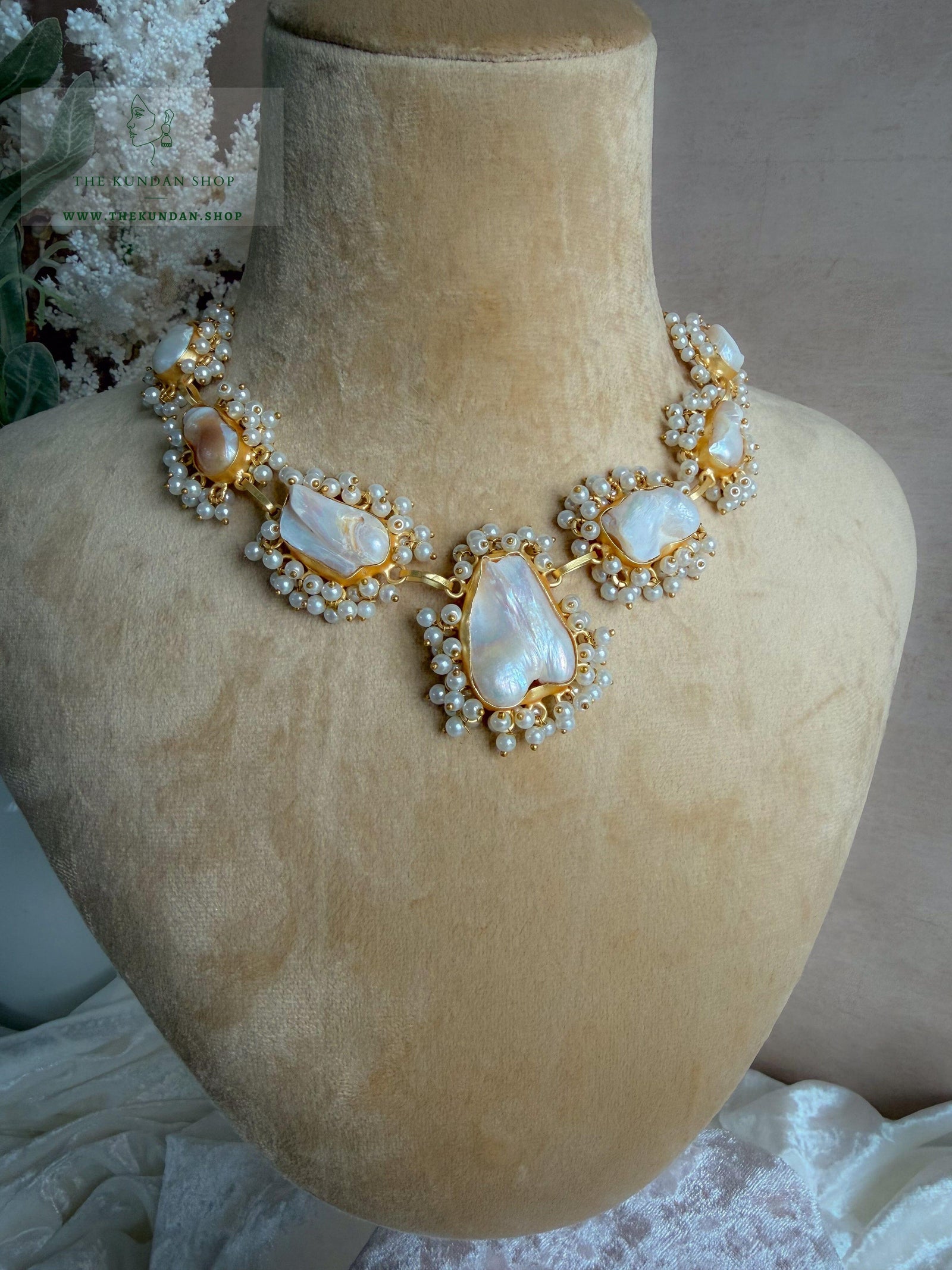Pearl Princess // Triple Stones Necklace Sets THE KUNDAN SHOP 