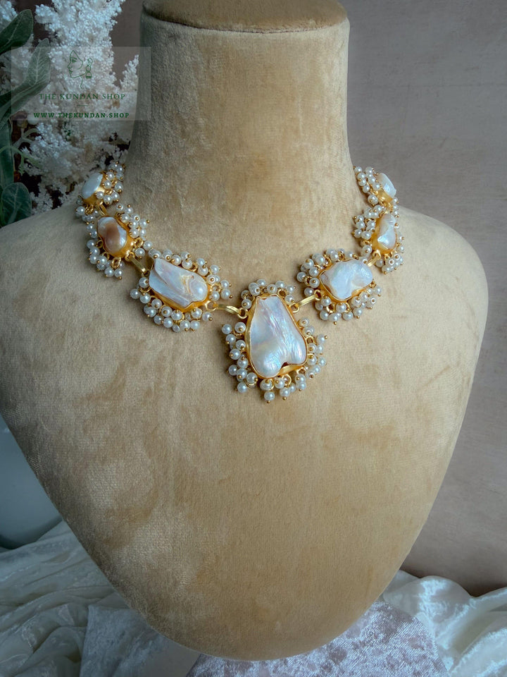 Pearl Princess // Triple Stones Necklace Sets THE KUNDAN SHOP 