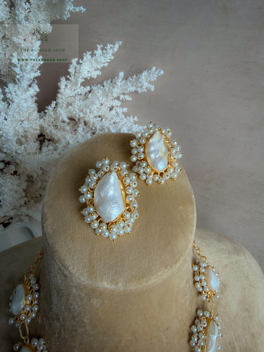 Pearl Princess // Triple Stones Necklace Sets THE KUNDAN SHOP 