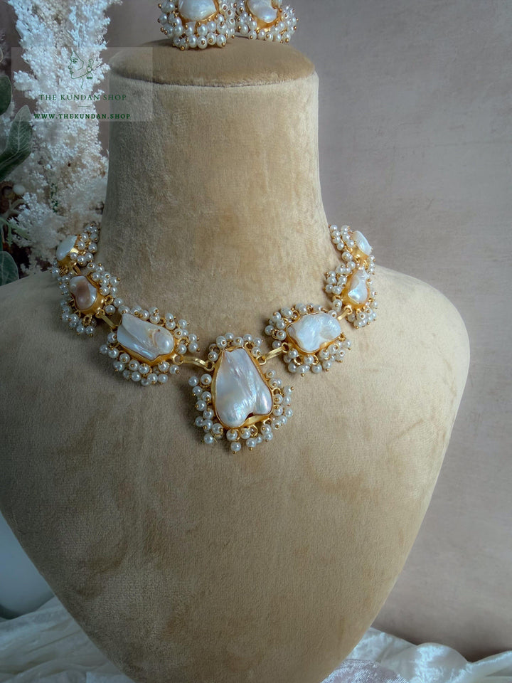 Pearl Princess // Triple Stones Necklace Sets THE KUNDAN SHOP 