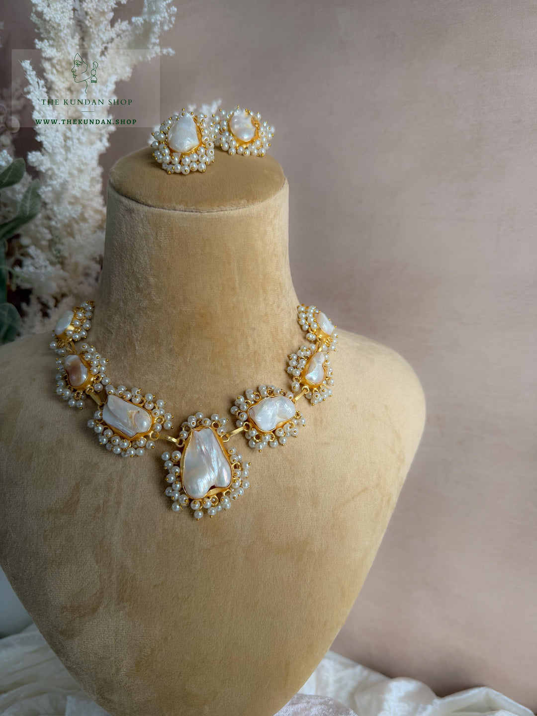 Pearl Princess // Triple Stones Necklace Sets THE KUNDAN SHOP 
