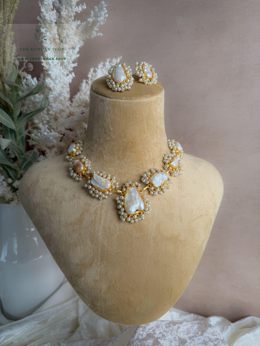 Pearl Princess // Triple Stones Necklace Sets THE KUNDAN SHOP 