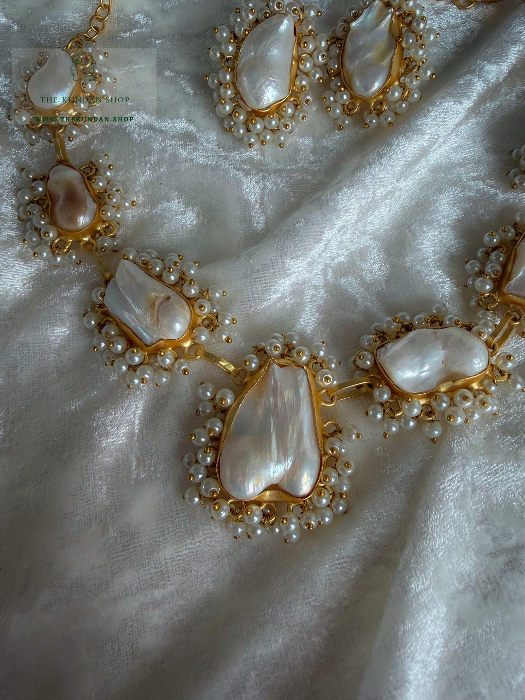 Pearl Princess // Triple Stones Necklace Sets THE KUNDAN SHOP 