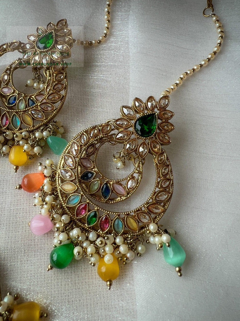 Candor in Multi Earrings + Tikka THE KUNDAN SHOP 