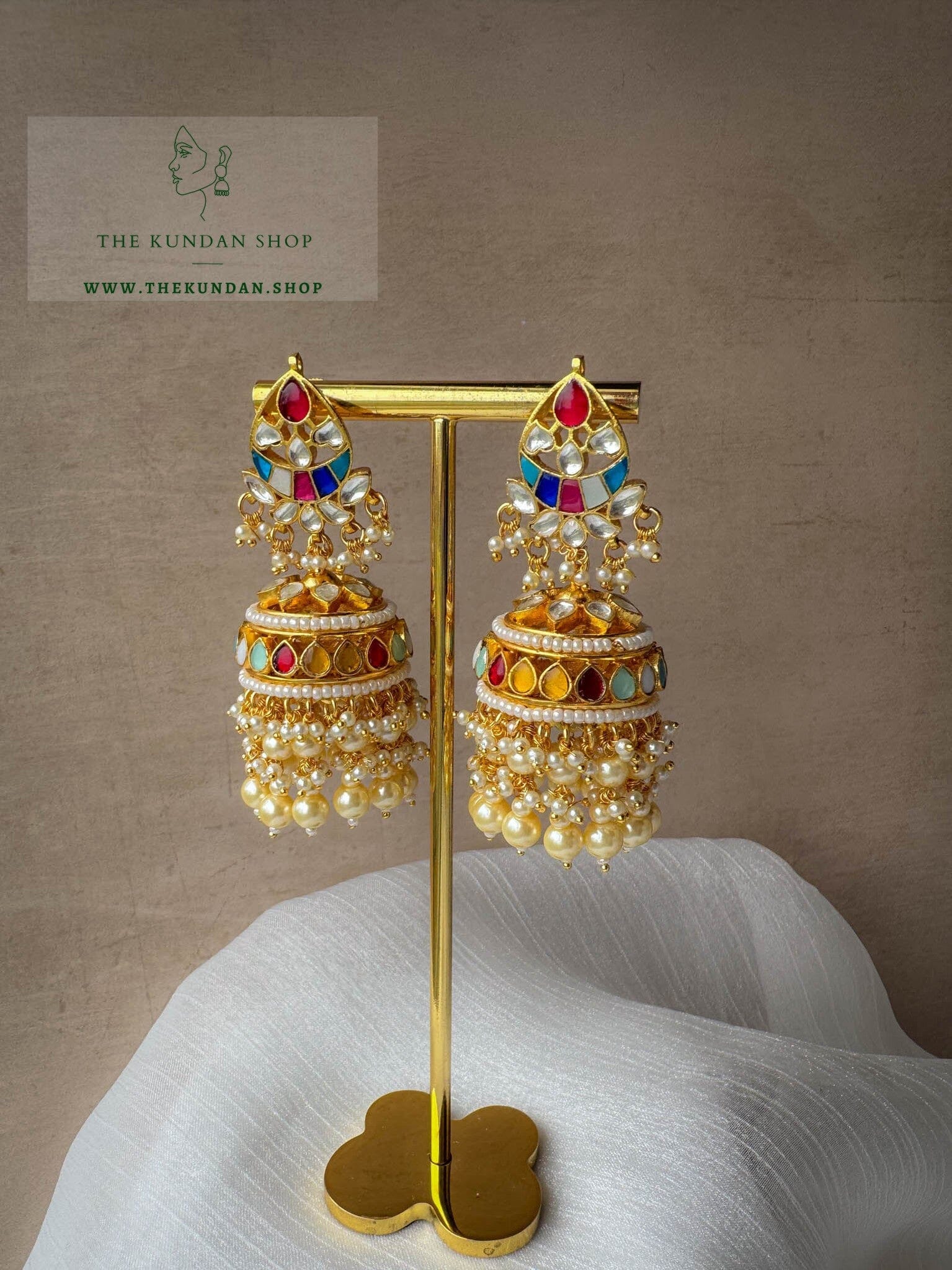 Make Nice in Multi Kundan Earrings + Tikka THE KUNDAN SHOP 
