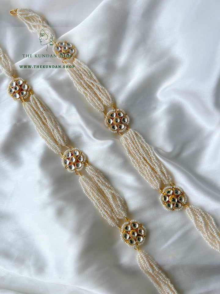 Stunning Pearl Strings & Florals - Headband Mathapathi THE KUNDAN SHOP Clear 