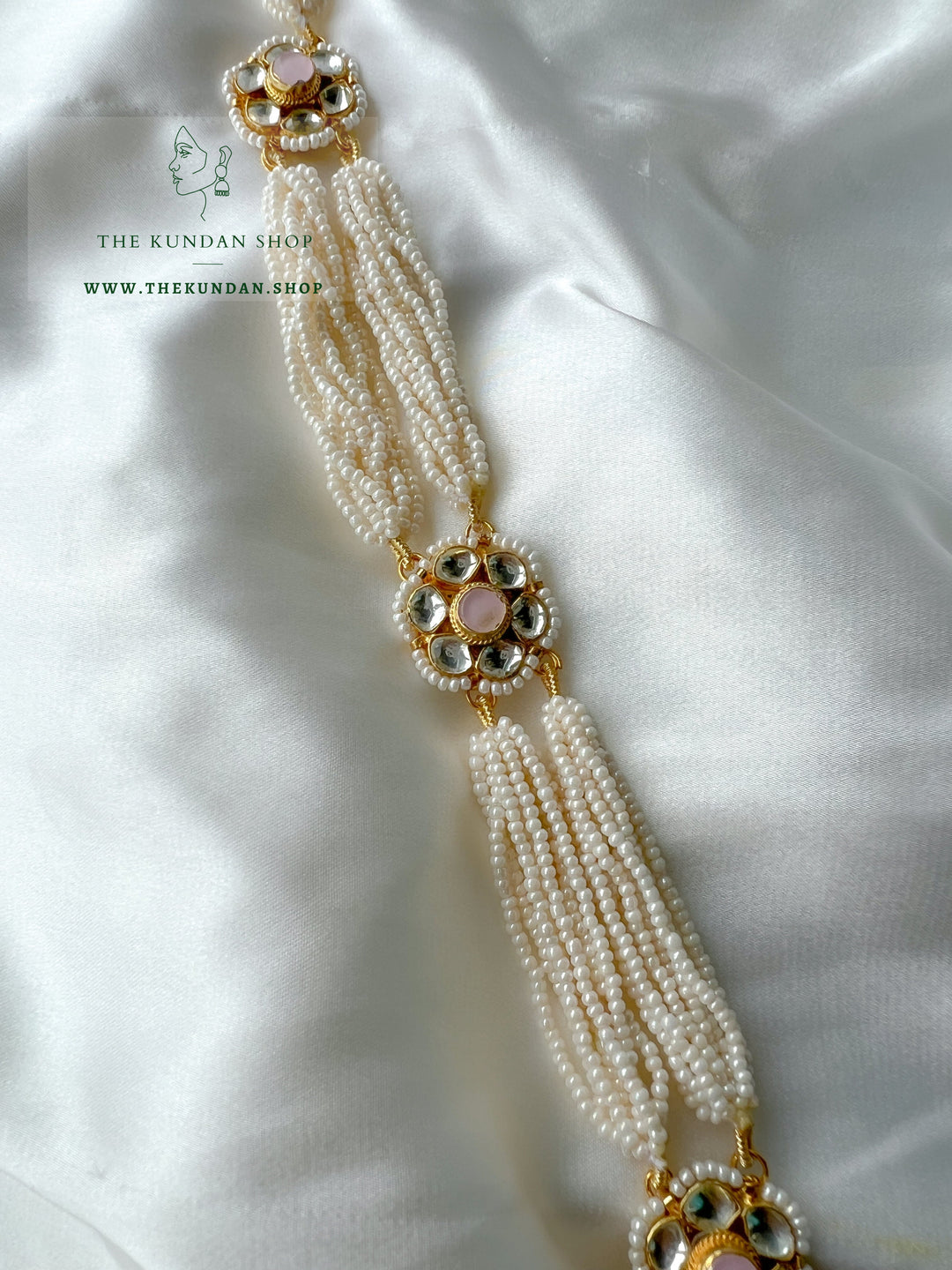 Stunning Pearl Strings & Florals - Headband Mathapathi THE KUNDAN SHOP 