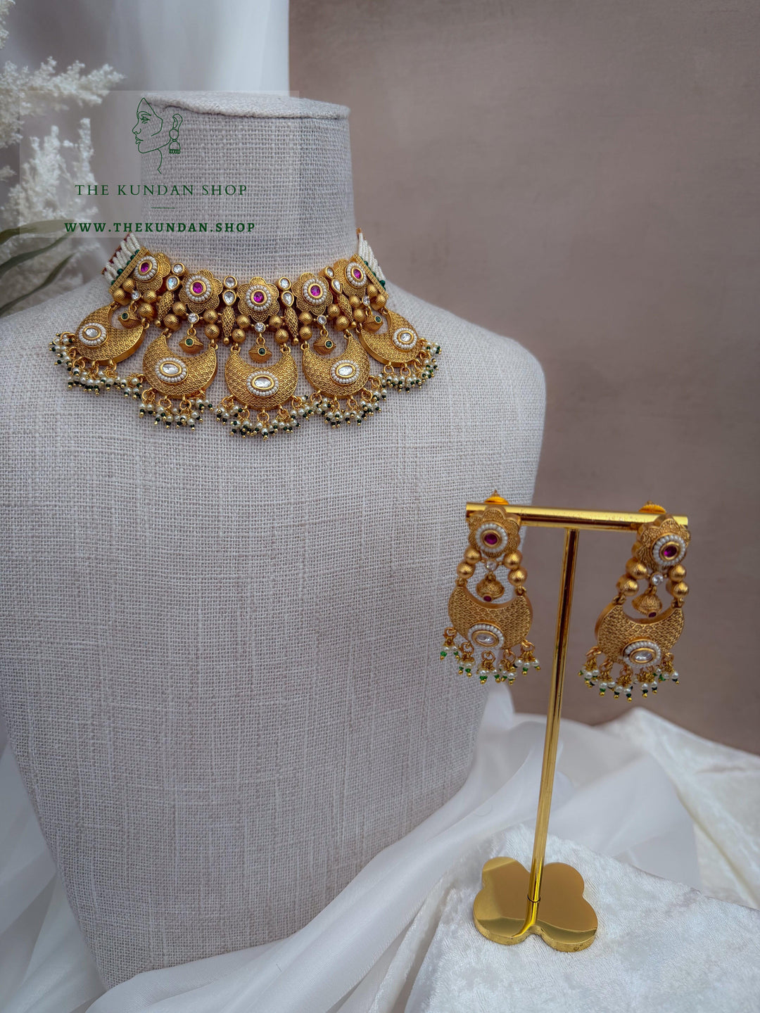 Let Them Ask // Pink &amp; Green Necklace Sets THE KUNDAN SHOP 