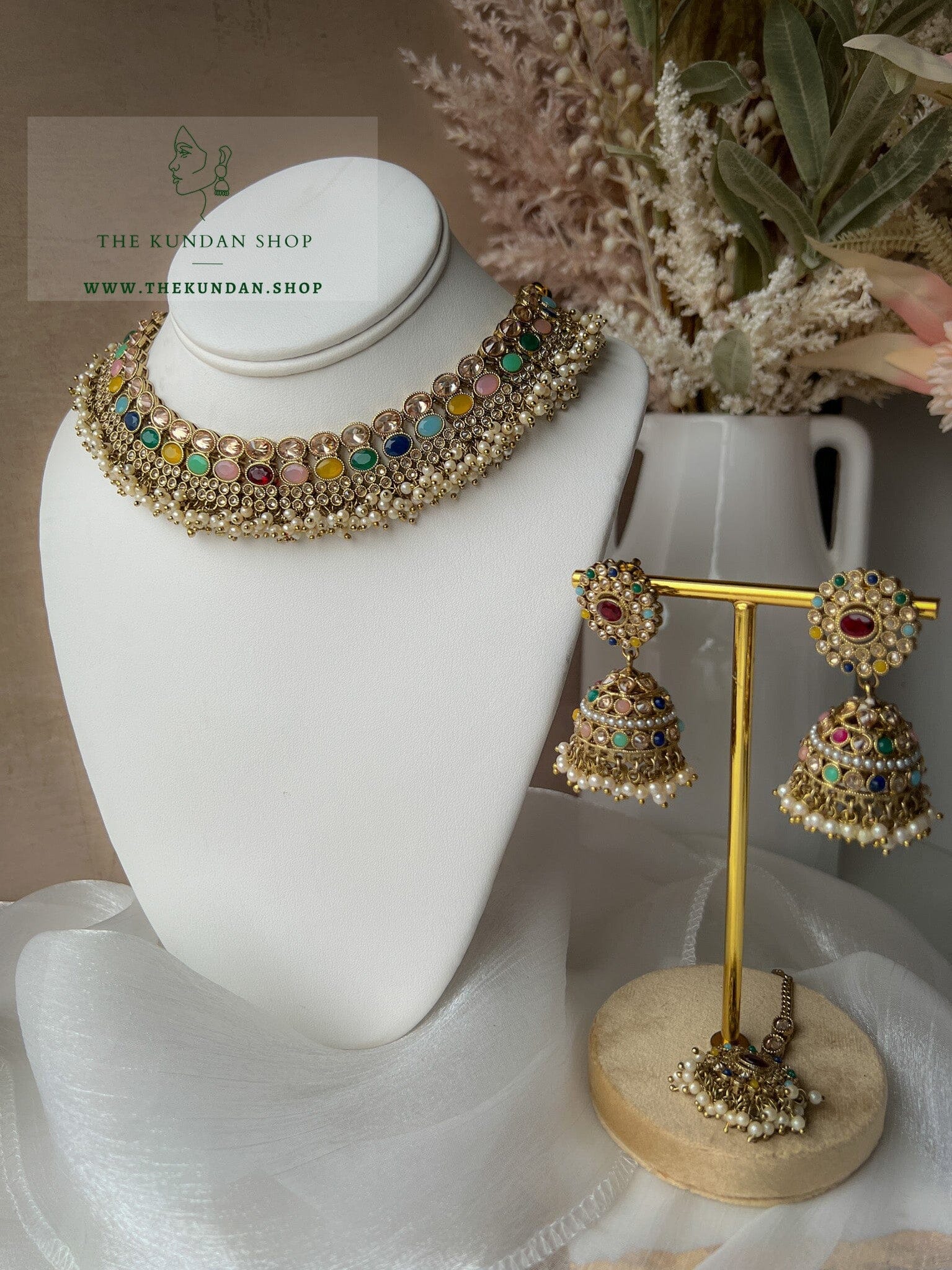 Caring Polki in Multi Color Necklace Sets THE KUNDAN SHOP 