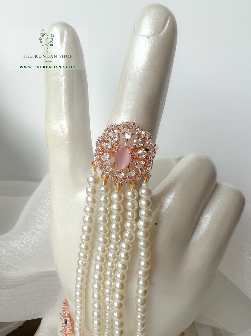 Beauties Hand Piece in Rose Gold & Multi Ring THE KUNDAN SHOP 
