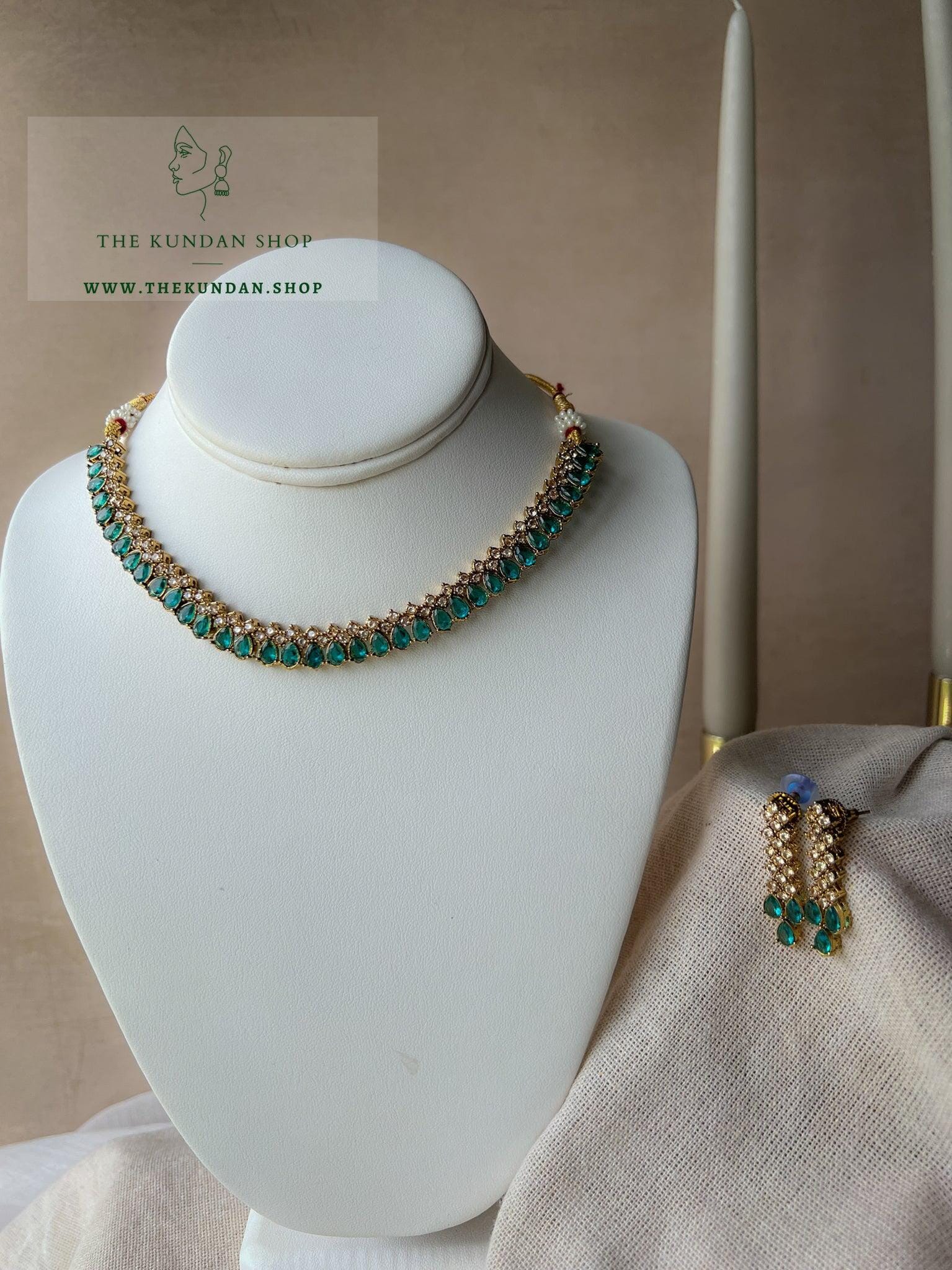 Nominal Polki in Ocean Blue Necklace Sets THE KUNDAN SHOP 