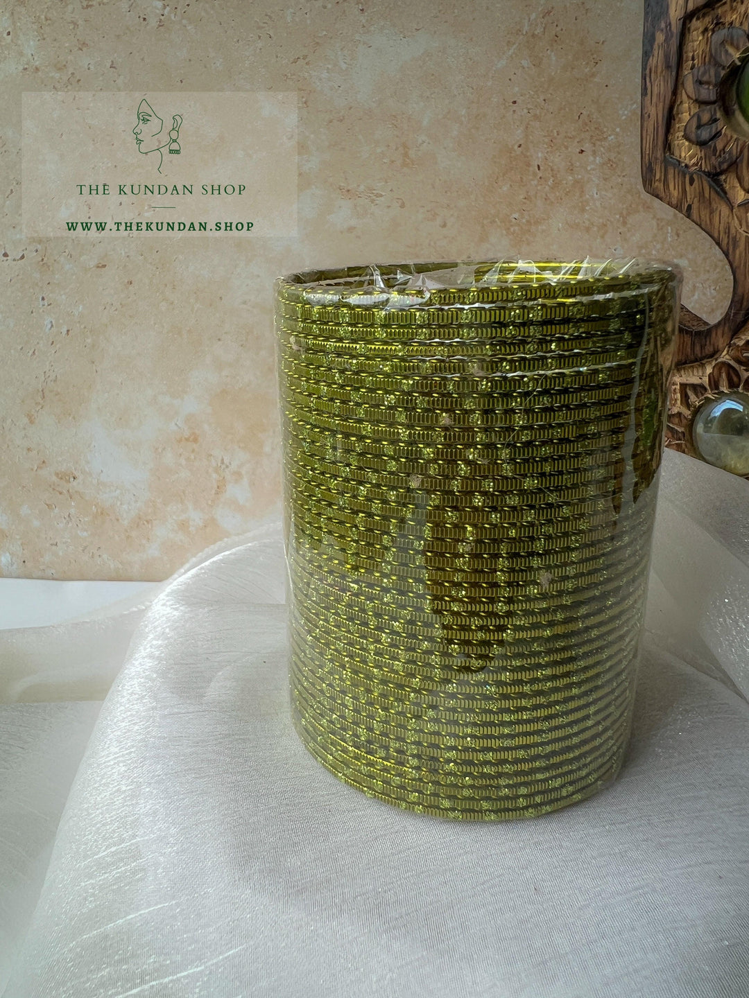 Sparkle & Sheen Bangles in Mehendi Green Bangles THE KUNDAN SHOP 