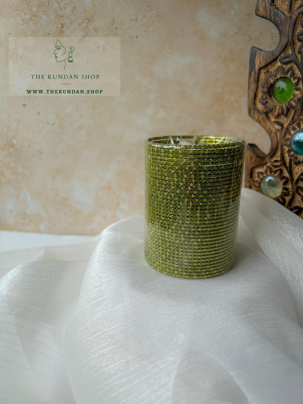 Sparkle & Sheen Bangles in Mehendi Green Bangles THE KUNDAN SHOP 