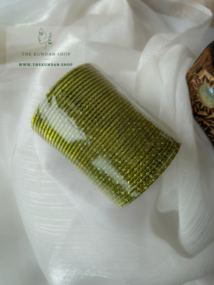 Sparkle & Sheen Bangles in Mehendi Green Bangles THE KUNDAN SHOP 