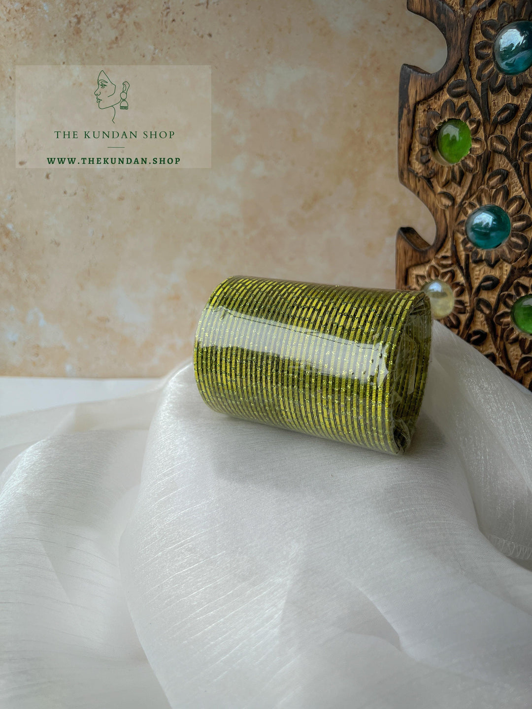 Sparkle & Sheen Bangles in Mehendi Green Bangles THE KUNDAN SHOP 