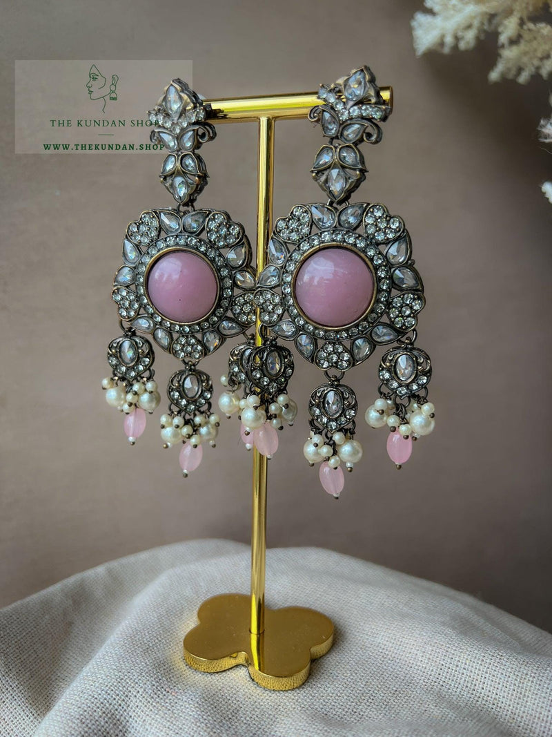 Encrusted in Stones Earrings THE KUNDAN SHOP Pink 