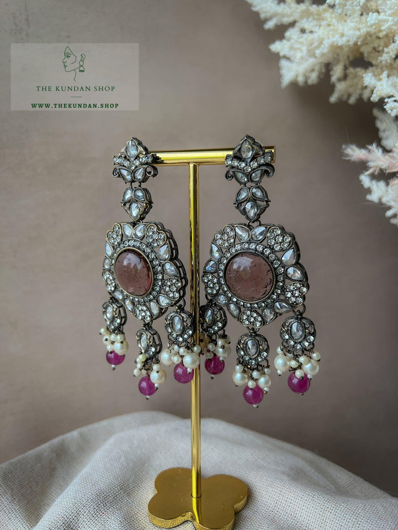 Encrusted in Stones Earrings THE KUNDAN SHOP Purple 