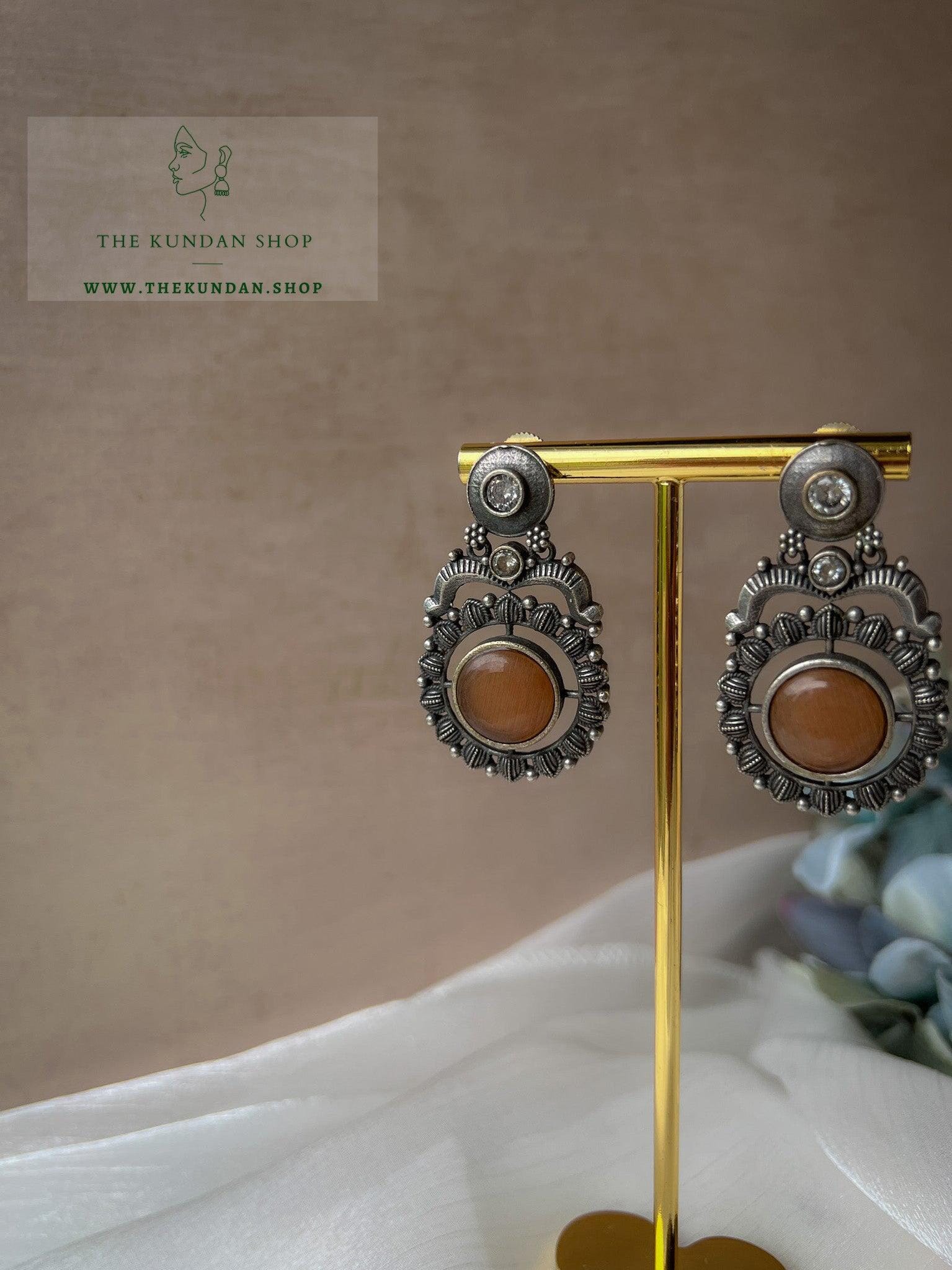 Round Dainty Drops in Oxidized Earrings THE KUNDAN SHOP 