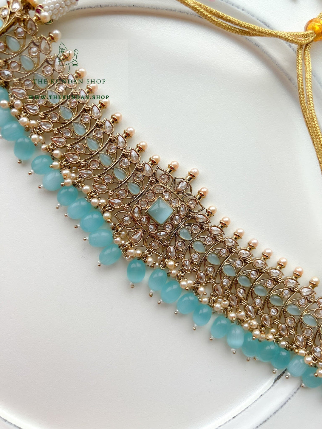 Vivid in Pastel Blue Necklace Sets THE KUNDAN SHOP 