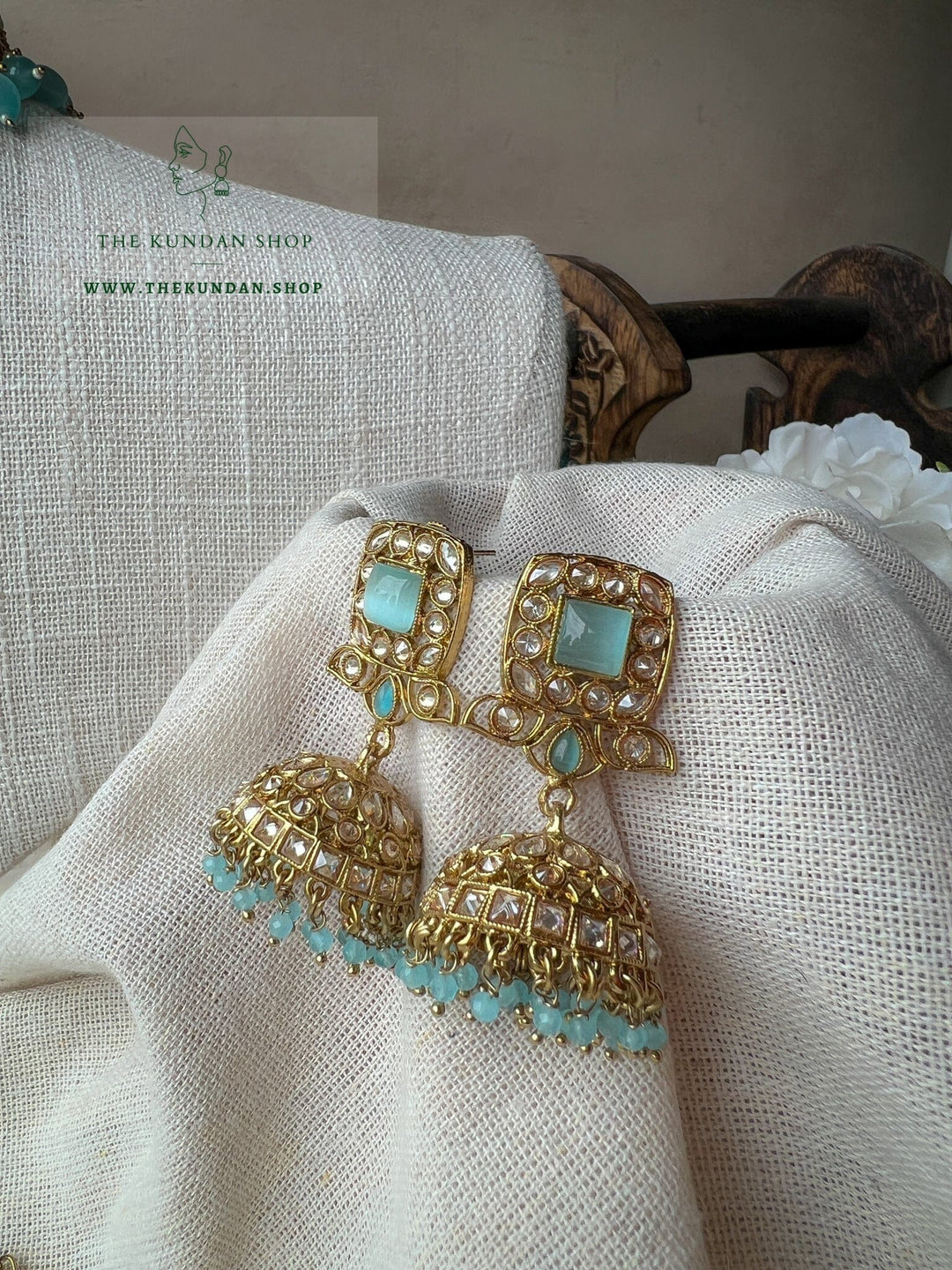 Vivid in Pastel Blue Necklace Sets THE KUNDAN SHOP 