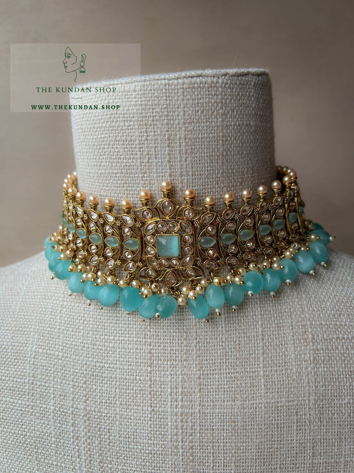Vivid in Pastel Blue Necklace Sets THE KUNDAN SHOP 