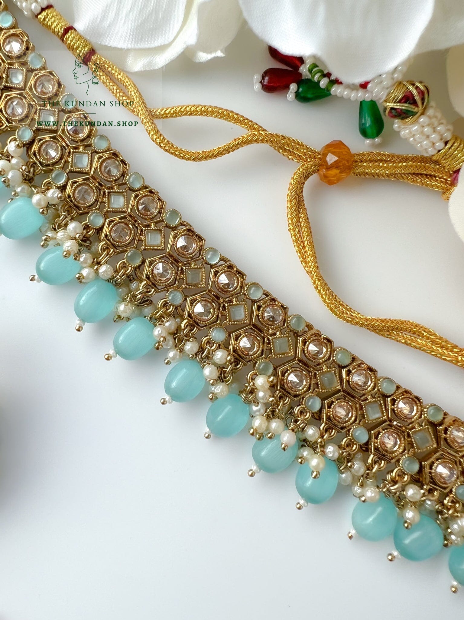 Keeper in Pastel Blue Necklace Sets THE KUNDAN SHOP 