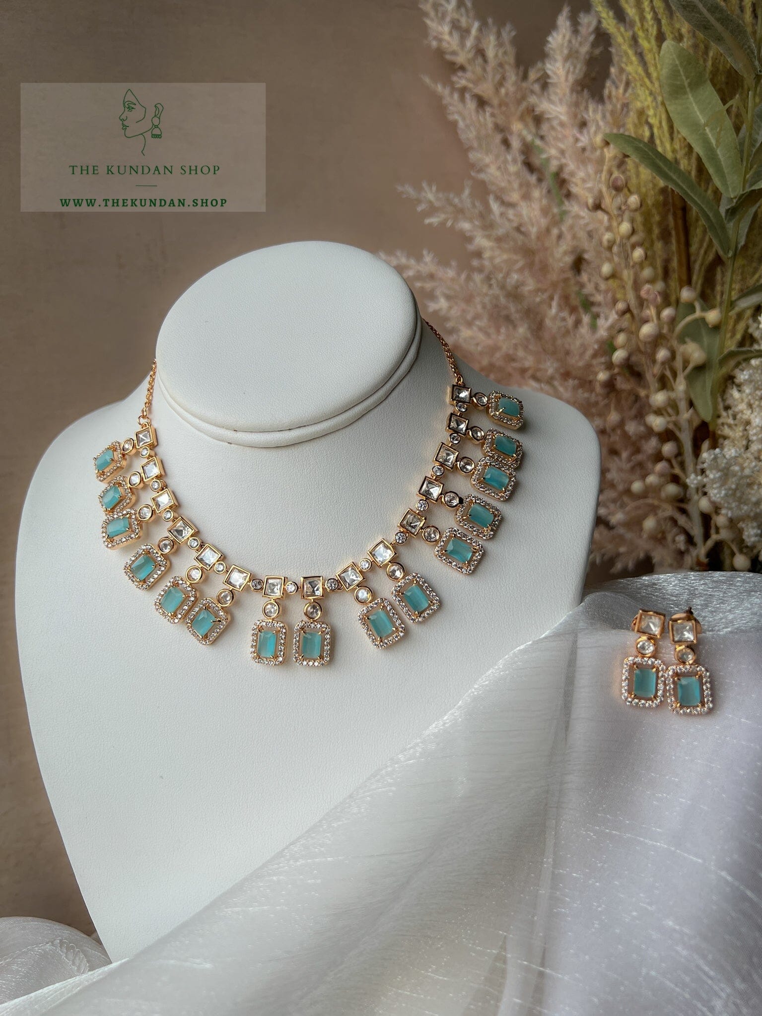 Rise in Pastel Blue Necklace Sets THE KUNDAN SHOP 