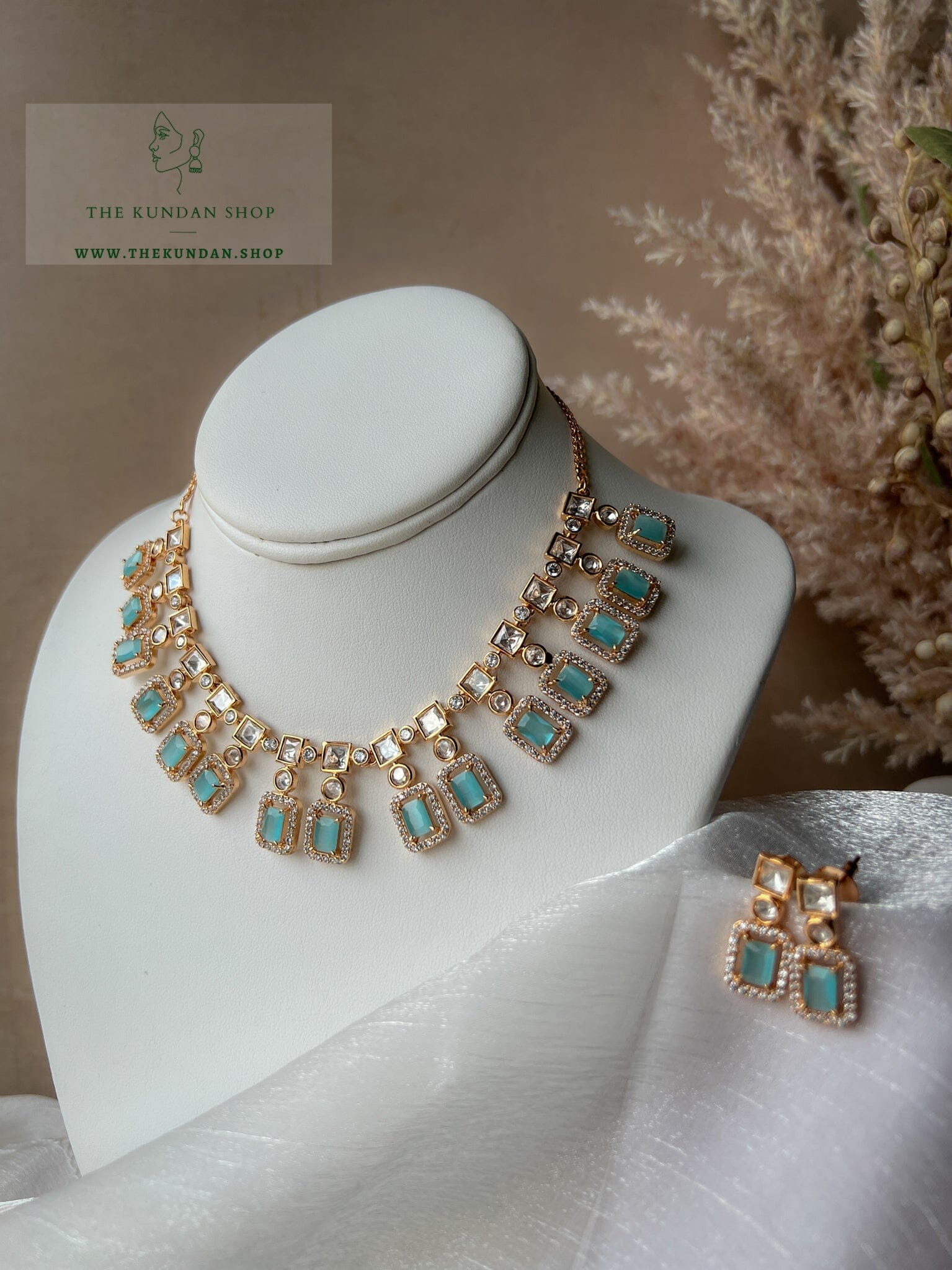 Rise in Pastel Blue Necklace Sets THE KUNDAN SHOP 